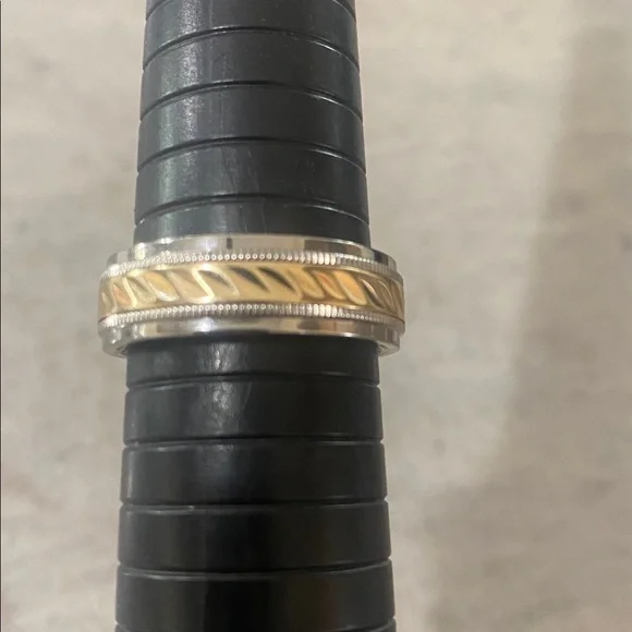 10K Gold & Stainless Steel Wedding Band Comfort Smooth Nice Heavy Band stamped - Picture 4 of 8